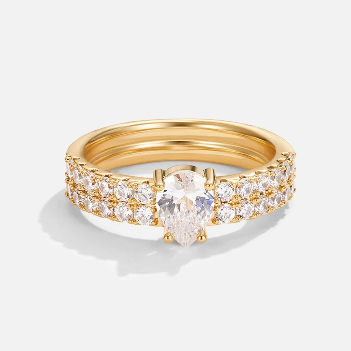 Layered Crystal Teardrop Ring