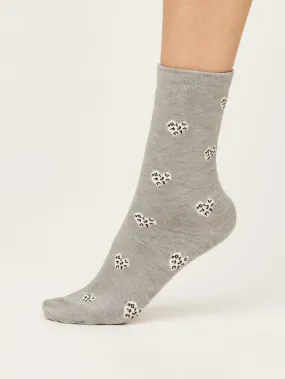 Leopard Heart Socks - Mid Grey Marle Leopard Heart Socks - Mid Grey Marle