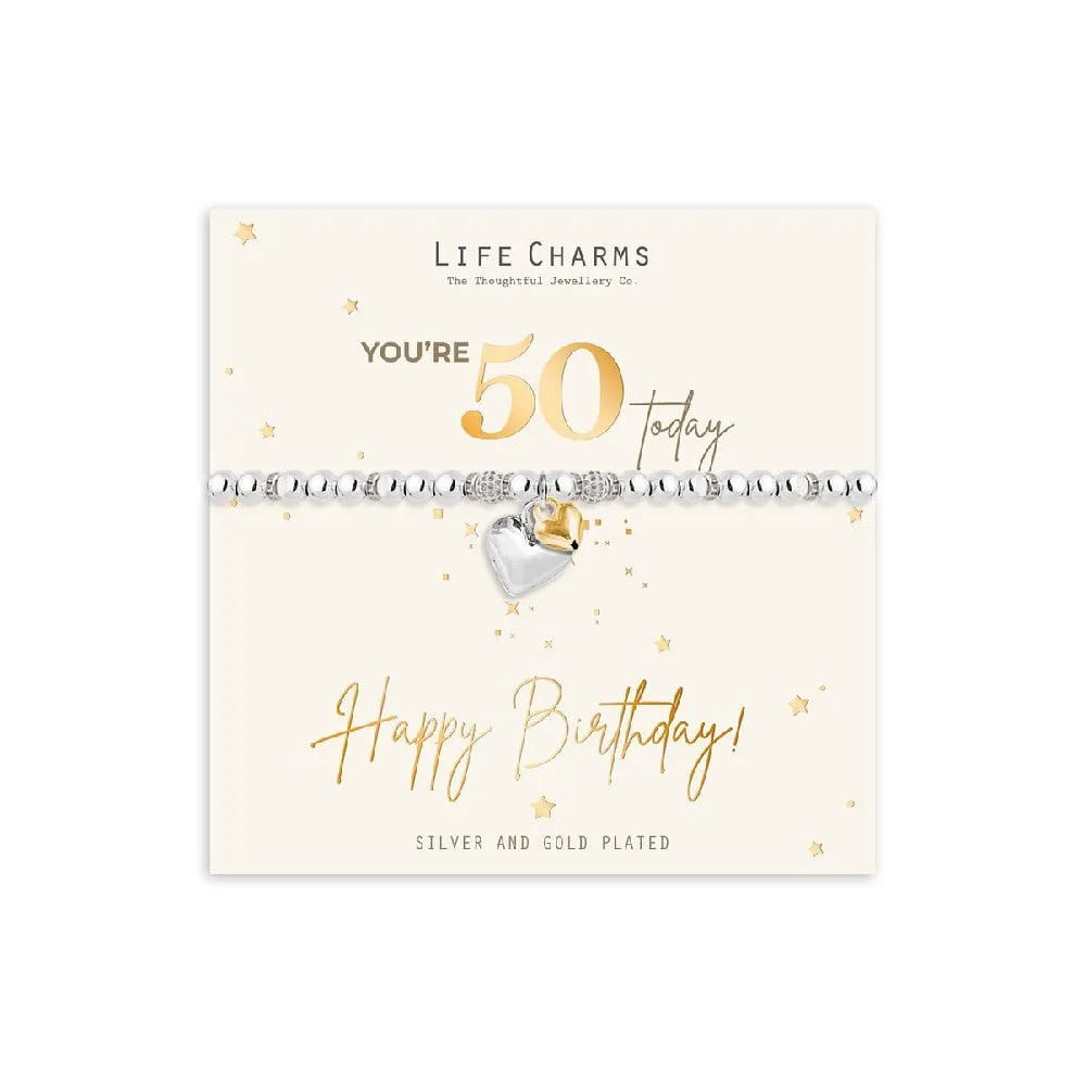 Life Charms Bracelet Happy 50th Birthday