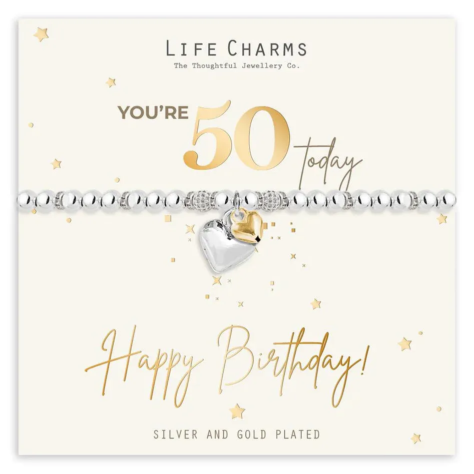 Life Charms Bracelet Happy 50th Birthday