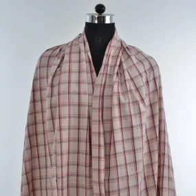 Light Pink Checkered Handwoven Organic Cotton Fabric Light Pink Checkered Handwoven Organic Cotton Fabric