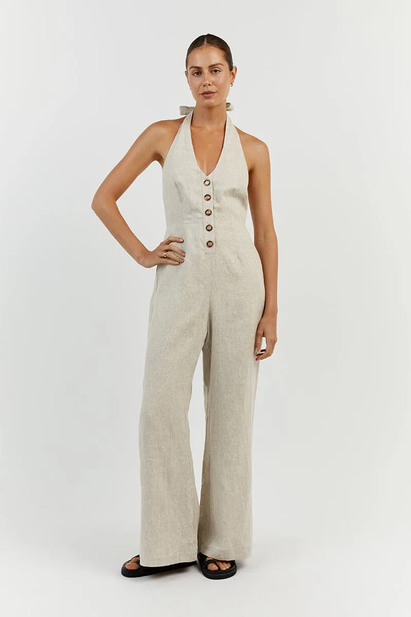 LOGAN NATURAL LINEN JUMPSUIT