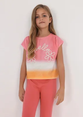 Mayoral 6055 031 - Coral Tie Dye Short Sleeve T-Shirt Mayoral 6055 031 - Coral Tie Dye Short Sleeve T-Shirt