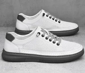 Men's Genuine Leather Lace-Up Closure Solid Pattern Casual Shoes Men's Genuine Leather Lace-Up Closure Solid Pattern Casual Shoes
