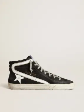 Men's Slide in navy blue denim with star and white flash Men's Slide in navy blue denim with star and white flash