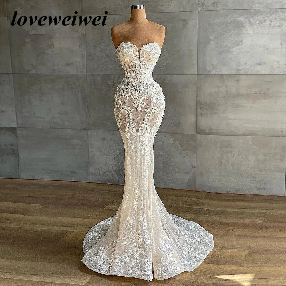 Mermaid Lace Ivory Wedding Gown 2024