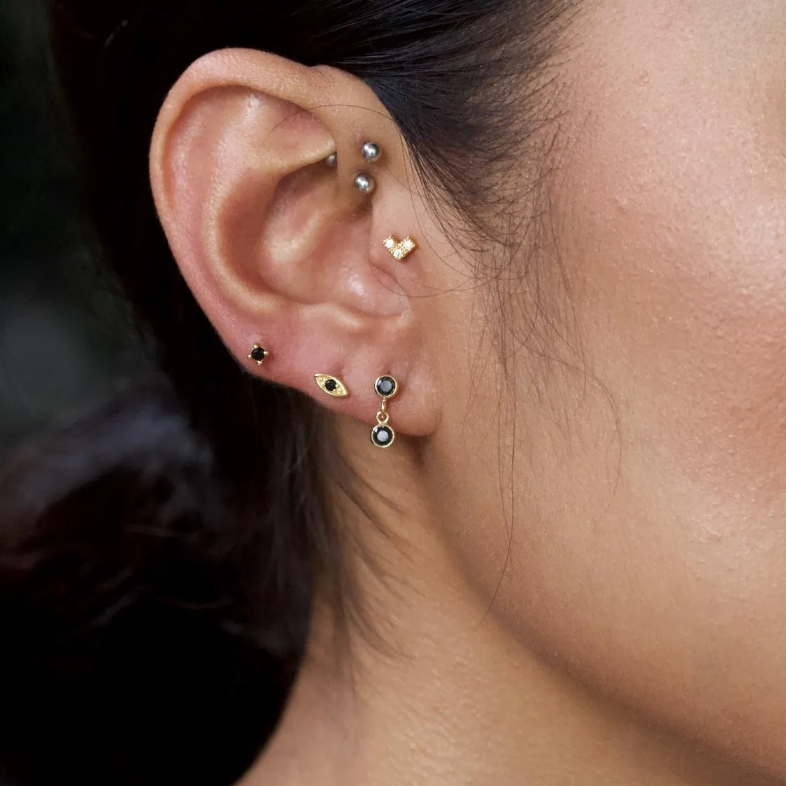 Mini Black Stud Earrings