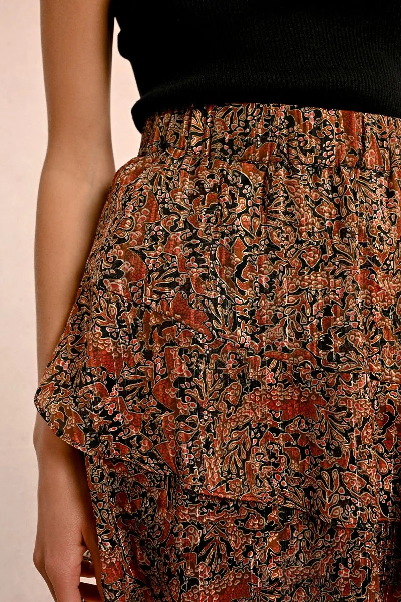 Molly Bracken Boho Floral Ruffled Mini Skirt
