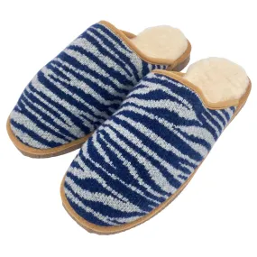Navy Zebra Lambswool & Sheepskin Slippers Navy Zebra Lambswool & Sheepskin Slippers
