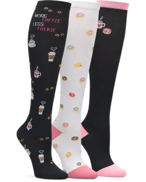 Nurse Mates Compression Socks 3 Pair Packs - Coffee Donuts Nurse Mates Compression Socks 3 Pair Packs - Coffee Donuts