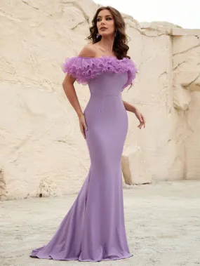 Off Shoulder Ruffle Trim Mermaid Dress Off Shoulder Ruffle Trim Mermaid Dress