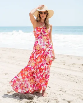 Orange Floral Print Halter Maxi Dress - FINAL SALE Orange Floral Print Halter Maxi Dress - FINAL SALE