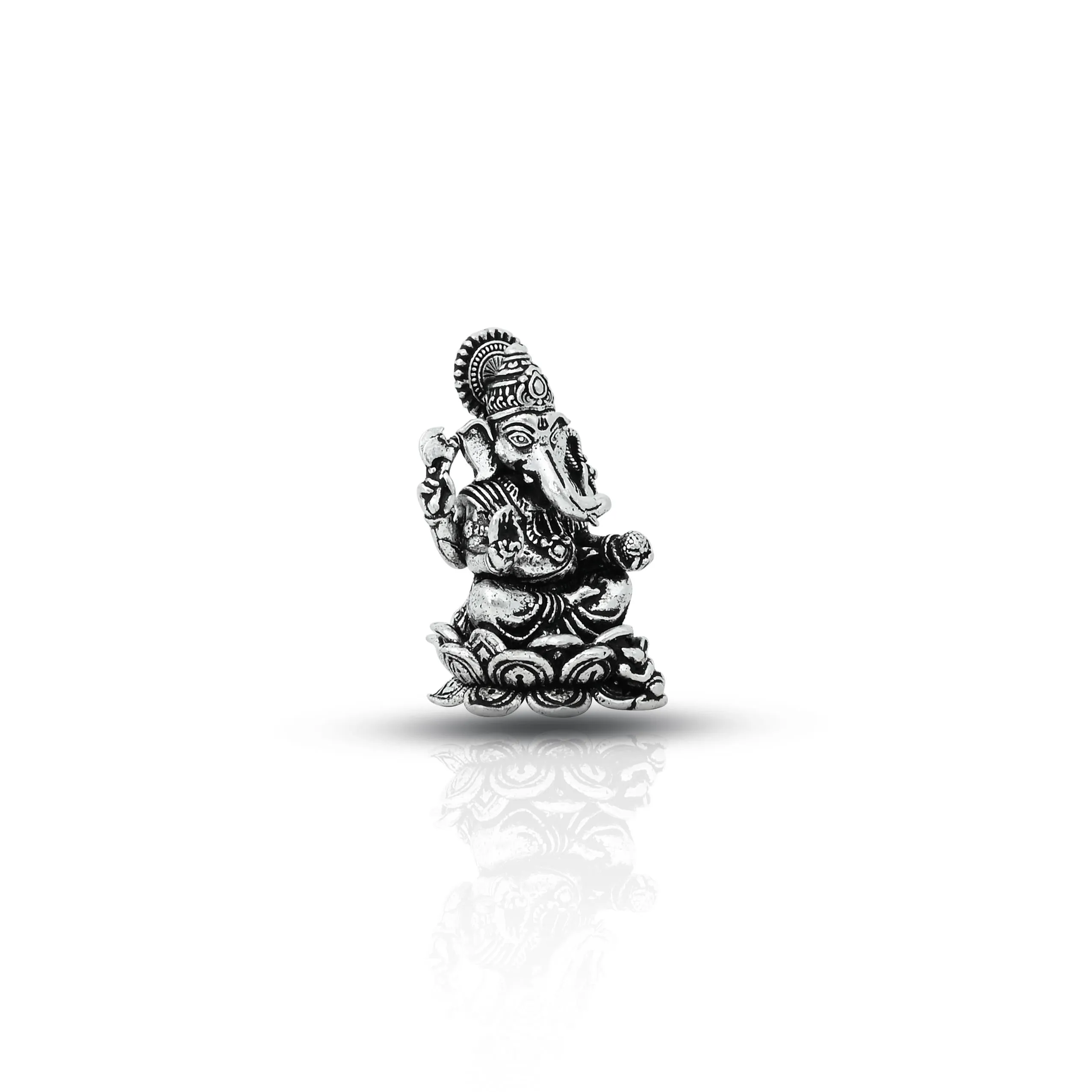 Oxidised Silver Mini Ganesh Statue for Home & Car Decor