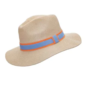 Panama Hat - Natural Paper with Orange/Grey Band Panama Hat - Natural Paper with Orange/Grey Band