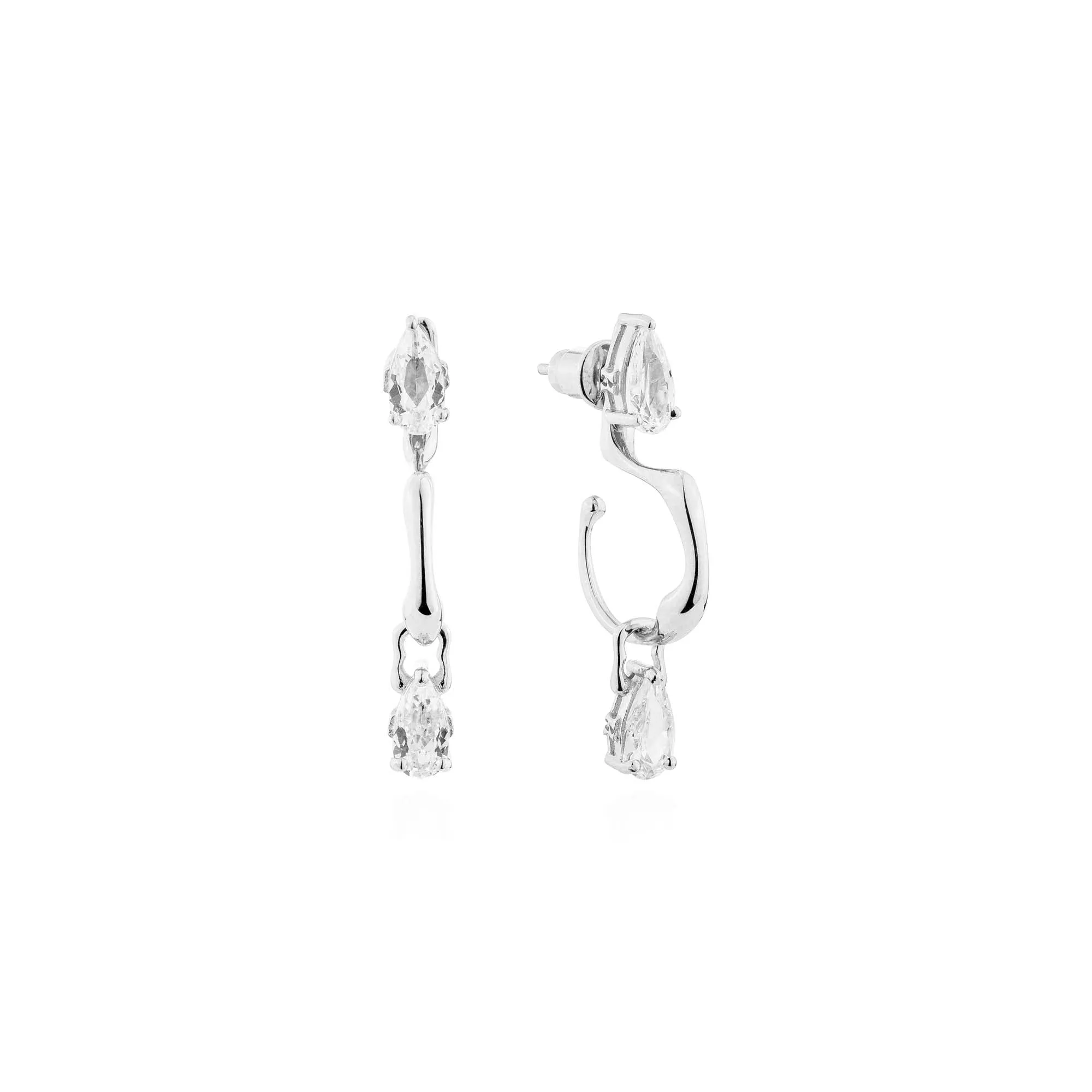 Pear Hoop Charms - White Gold