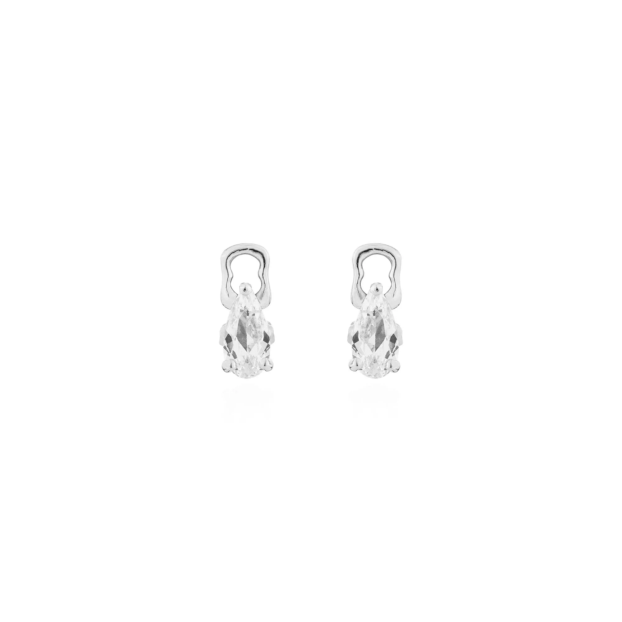 Pear Hoop Charms - White Gold