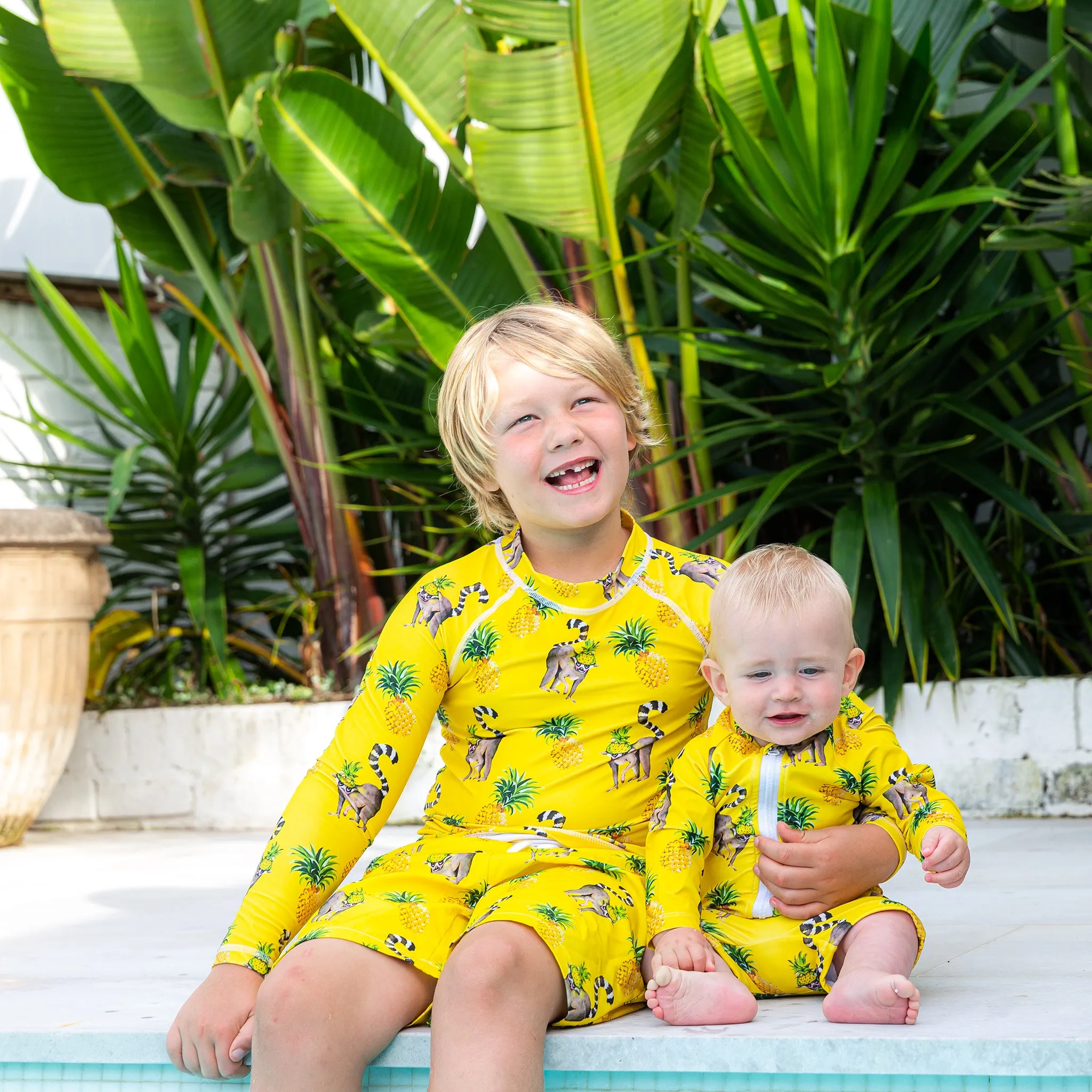 Pineapple Lemurs Unisex Long Sleeve Zip Swimmers