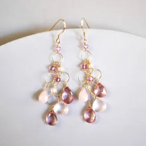 Pink Gemstone Waterfall Earrings Pink Gemstone Waterfall Earrings