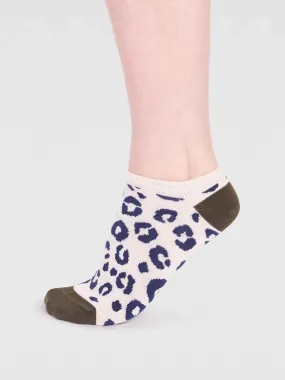 Reese Bamboo Leopard Print Trainer Socks - Cream Reese Bamboo Leopard Print Trainer Socks - Cream