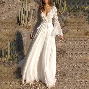 Romantic White Long Bohemian Dress, Boho Summer Dress For Women Romantic White Long Bohemian Dress, Boho Summer Dress For Women