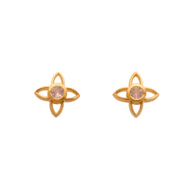 Rose Quartz Joy Flower Earrings 15MM Post 24K Gold Vermeil Rose Quartz Joy Flower Earrings 15MM Post 24K Gold Vermeil