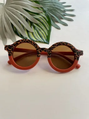 Round Two Tone Cheetah Sunglasses - Rust Round Two Tone Cheetah Sunglasses - Rust