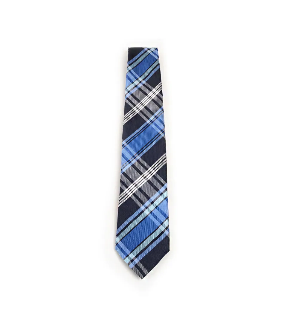 Royal Chequered Dark Blue Neck Tie
