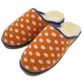 Rust & Pink Spot Lambswool & Sheepskin Slippers Rust & Pink Spot Lambswool & Sheepskin Slippers