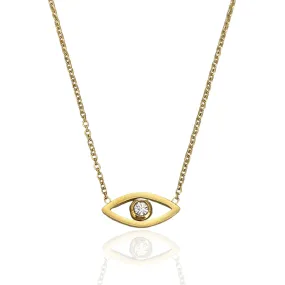 SASA 18k Gold Evil Eye Crystal Pendant Necklace SASA 18k Gold Evil Eye Crystal Pendant Necklace