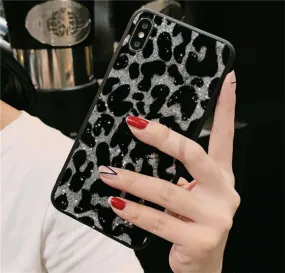 Silver Glitter Leopard Phone Case For Samsung Silver Glitter Leopard Phone Case For Samsung