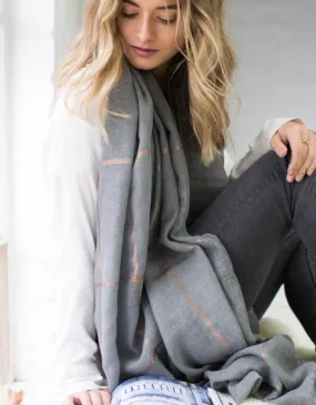 Soft grey and gold checked scarf Soft grey and gold checked scarf