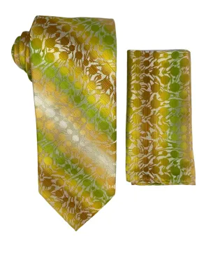 Stacy Adams Floral Tie and Handkerchief - Yellow Gold Stacy Adams Floral Tie and Handkerchief - Yellow Gold