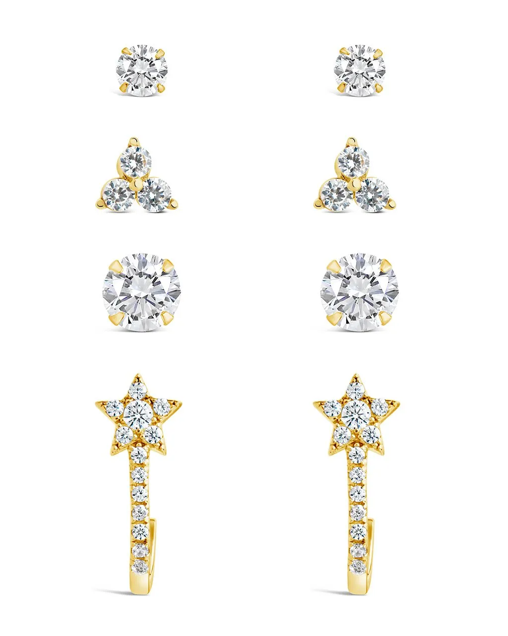 Sterling Silver 4pc Everyday CZ Earring Set