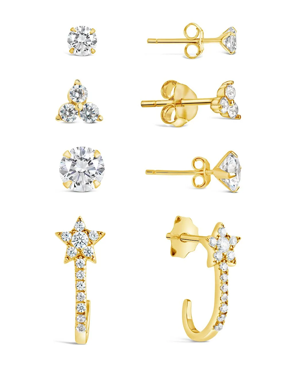 Sterling Silver 4pc Everyday CZ Earring Set