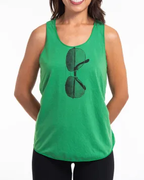 Super Soft Cotton Womens Sunglasses Tank Top in Green Super Soft Cotton Womens Sunglasses Tank Top in Green
