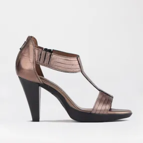 T-Bar High Heel Sandal in Lead Metallic - 10729 T-Bar High Heel Sandal in Lead Metallic - 10729