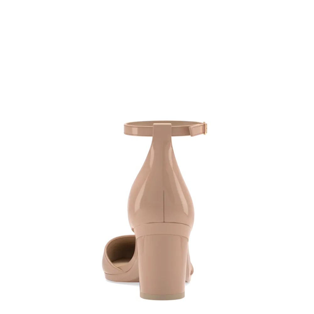 The D'Orsay - Latte Patent   Block Heel Kit 3 Latte