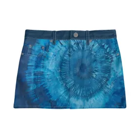 Vampire Art Boho Festival Tie-Dye Mini Denim Skirt - Deep Blue Vampire Art Boho Festival Tie-Dye Mini Denim Skirt - Deep Blue