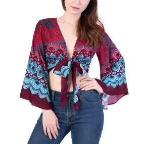 Women Boho Wrap Top - Casual Shirt Women Boho Wrap Top - Casual Shirt