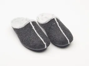 Women's grey felt and faux fur mule slippers Women's grey felt and faux fur mule slippers