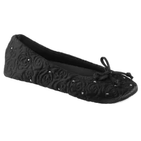 Women’s Rose Quilted Ballerina Slippers With Rhinestone Women’s Rose Quilted Ballerina Slippers With Rhinestone