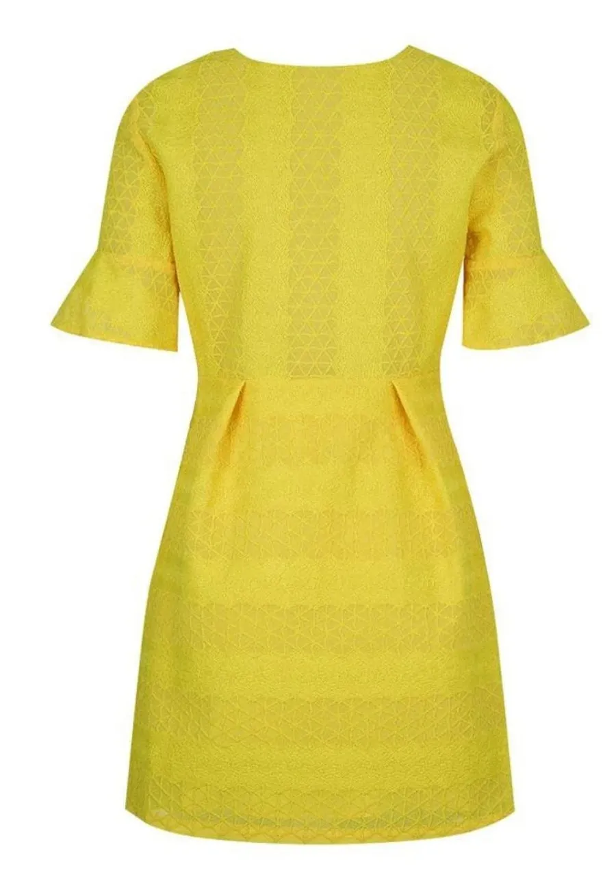 Yellow Mimosa V Neck Mini Dress